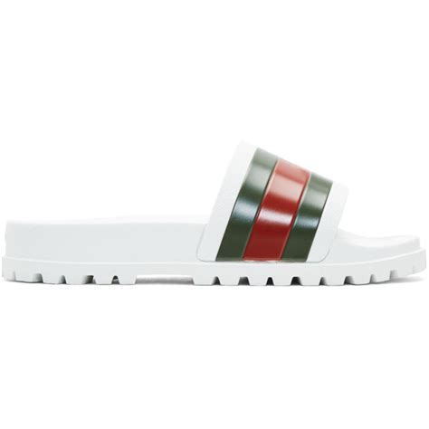 gucci white striped pursuit trek sandals